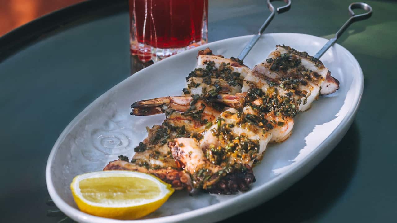 Seafood skewers food menu Hyatt restaurants Sanur Bali