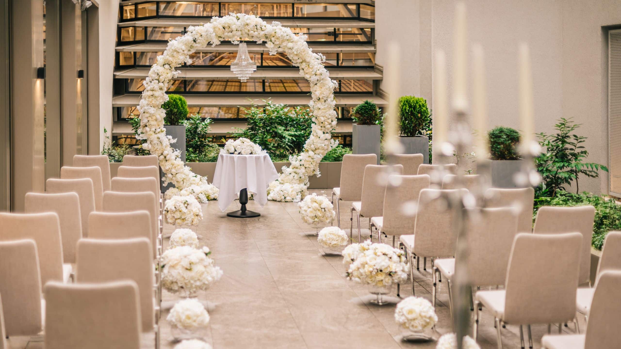 1 of 4 Párisi Udvar Hotel Budapest Wedding Ceremony Flowers
