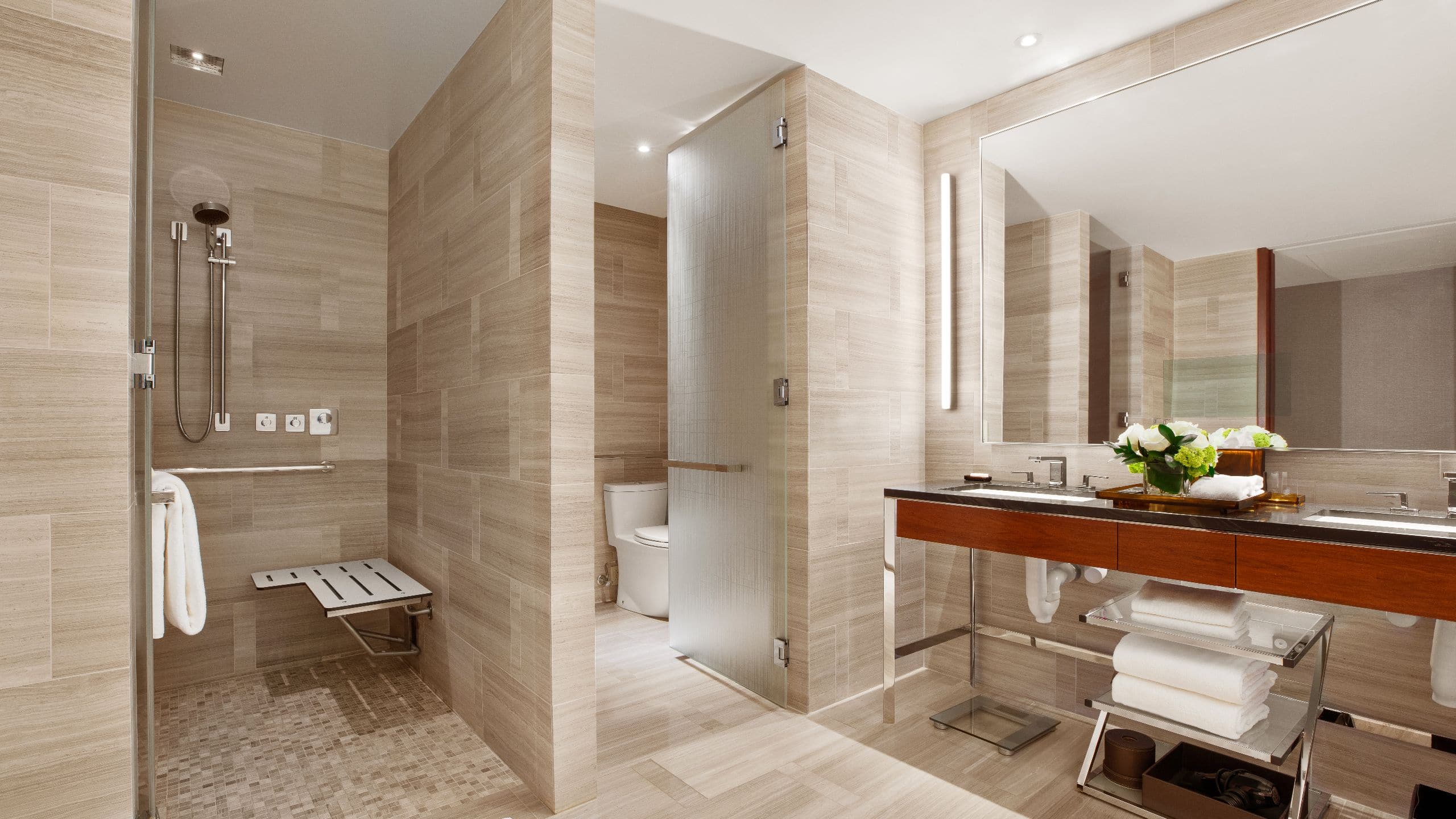 2 из 3 Luxurious bathroom with a wheelchair accessible shower