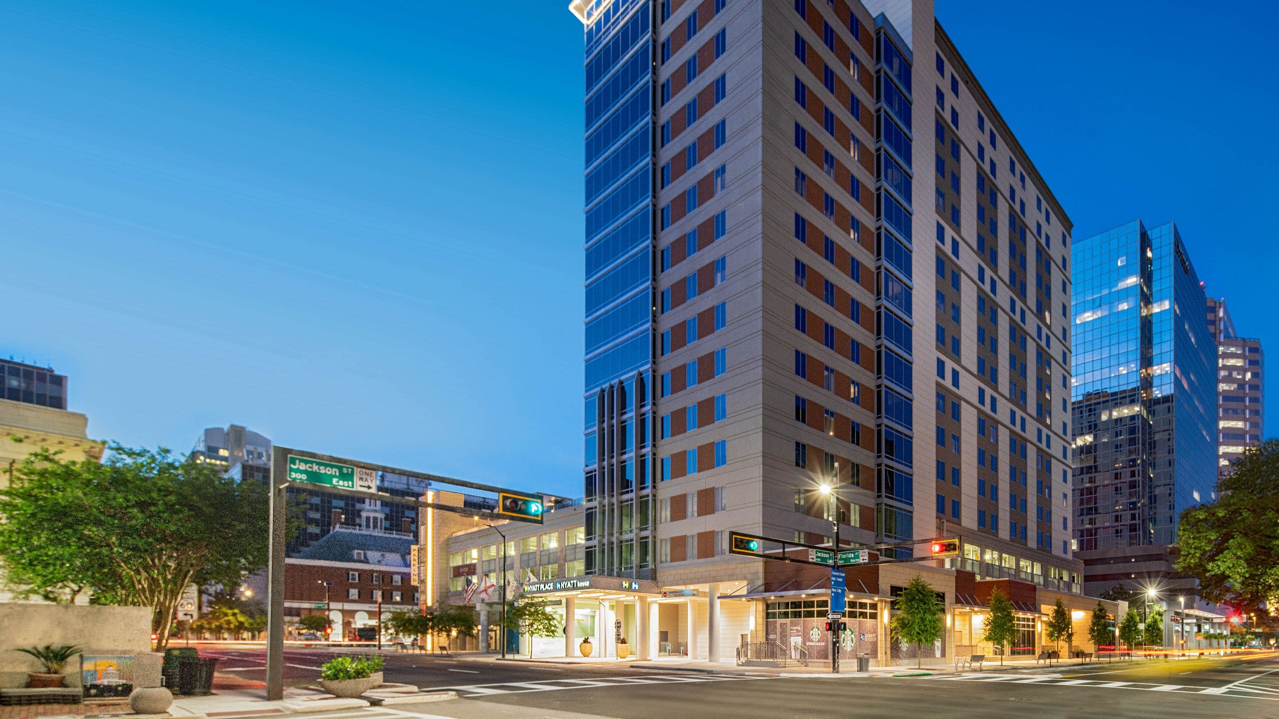 Hyatt House Tampa Downtown Extended Stay Hotel   TPAZD P0061 Dusk Hotel Exterior.16x9 