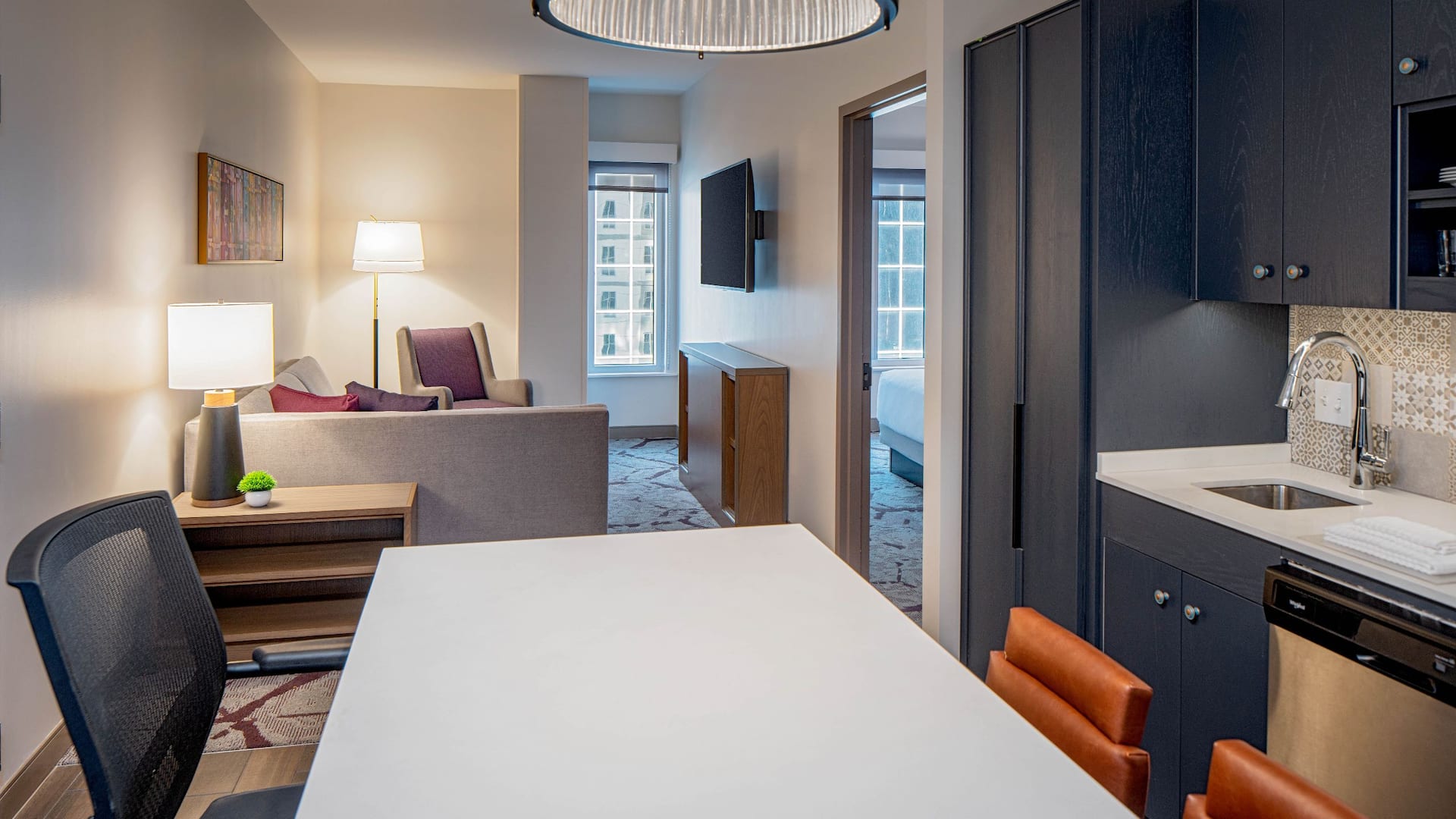 Hyatt House Tampa Downtown Suite Kitchen and Living