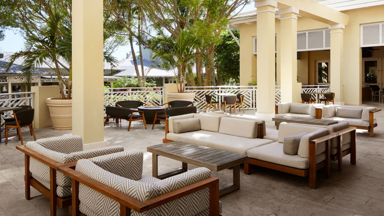 Banyan terrace with comfy chairs and table