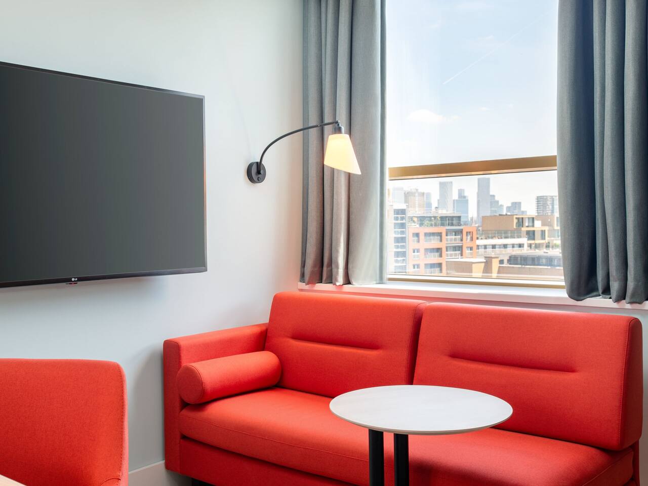 Guestroom red sofa