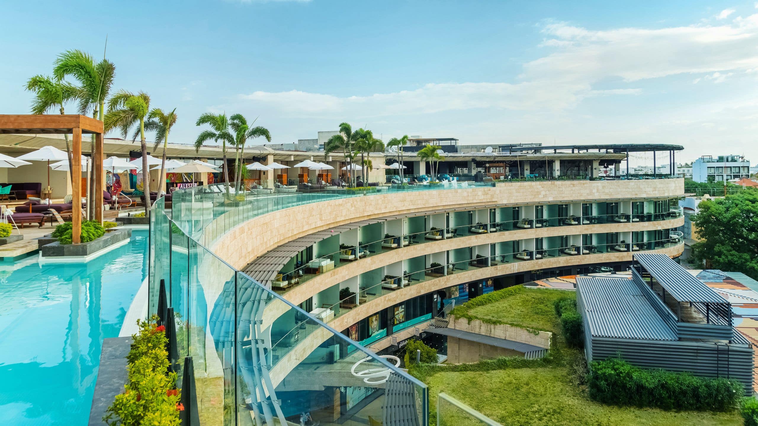 Thompson Playa del Carmen Main House Rooftop Pool Panoramic View