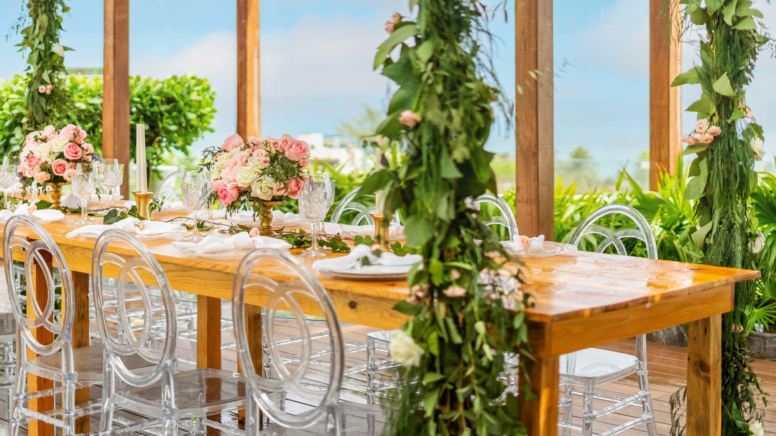 Thompson Playa del Carmen Main House Wedding Table Arrangement