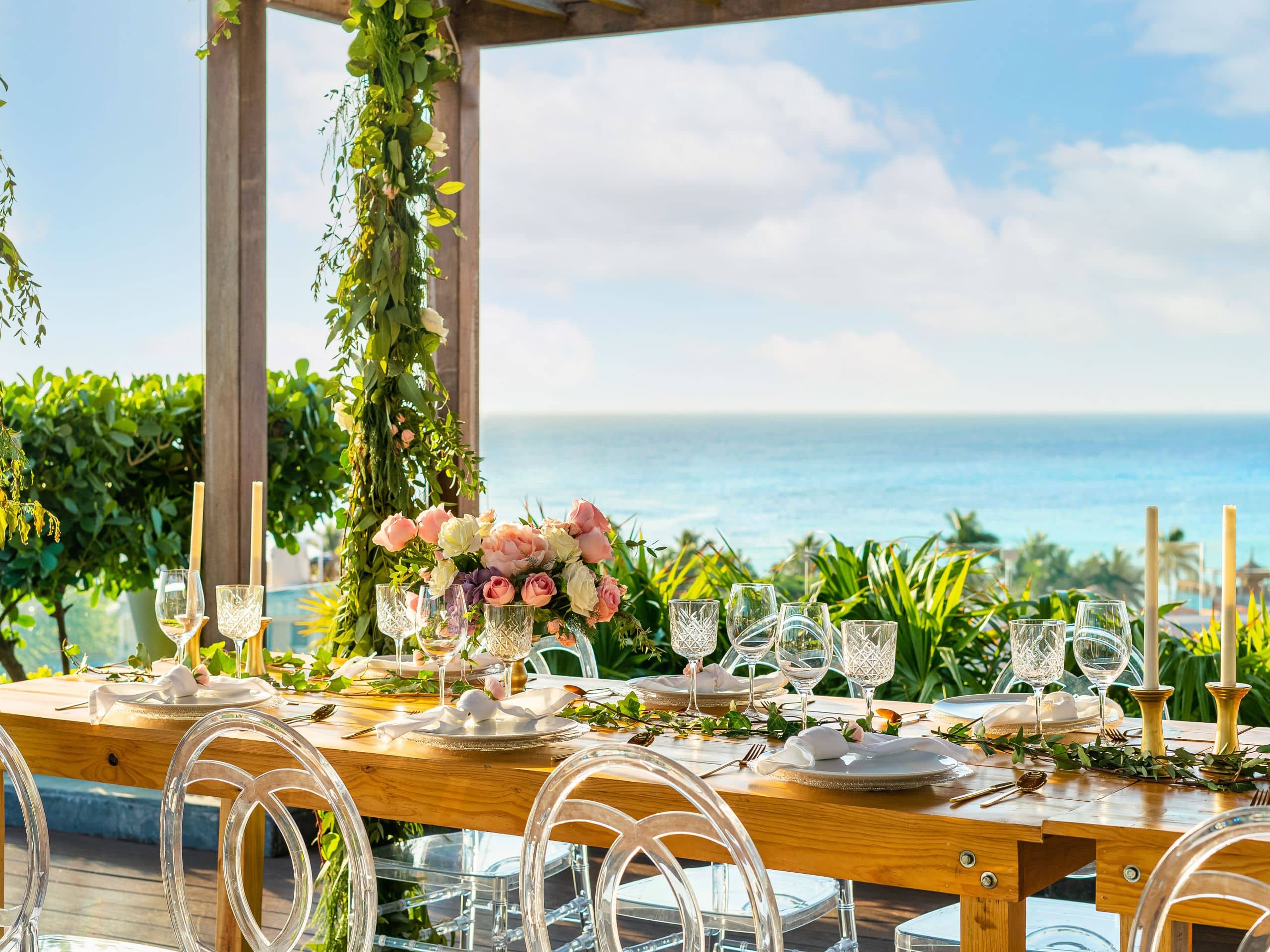 Hyatt Centric Playa del Carmen Wedding Table Ocean View