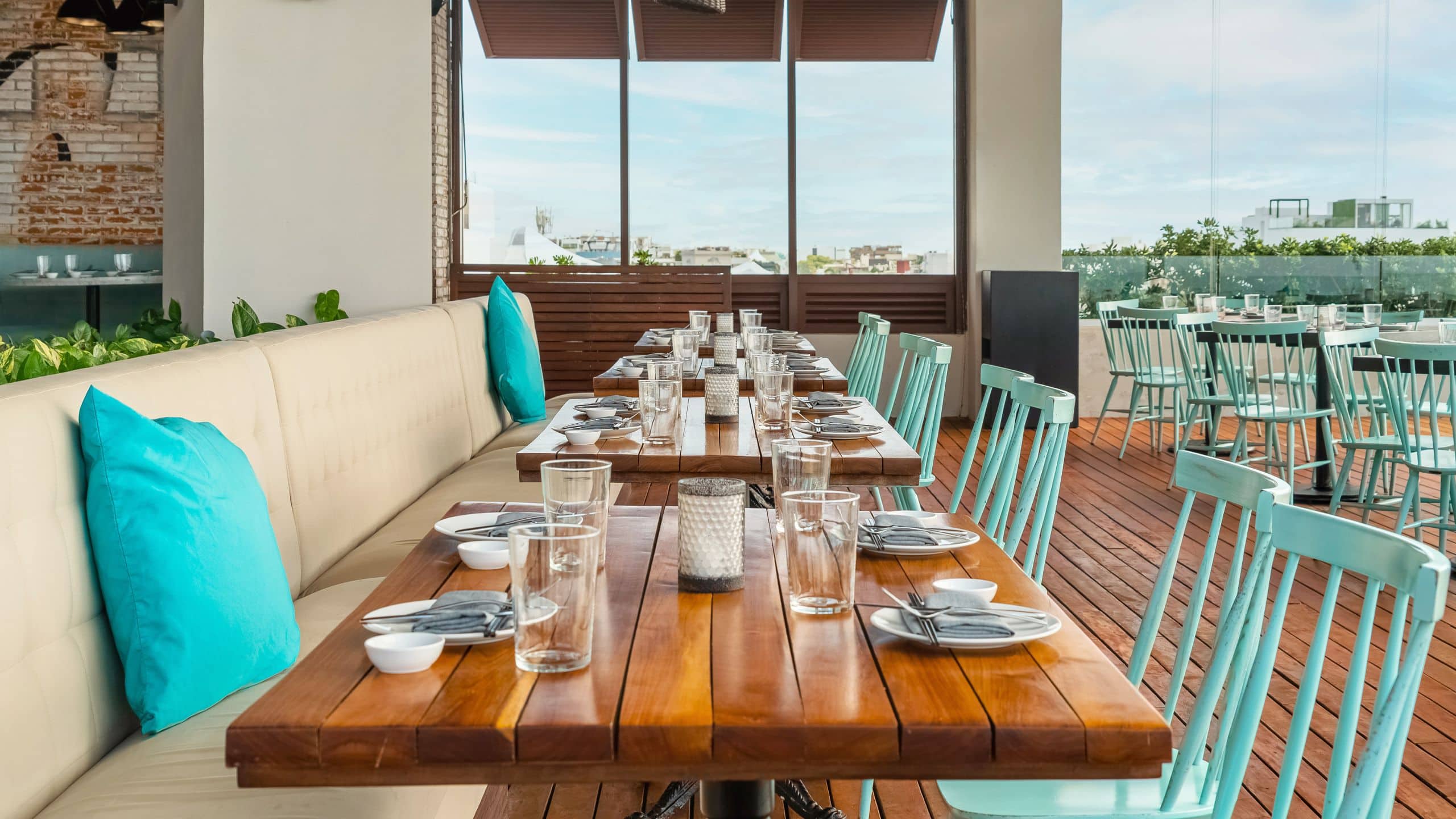 Thompson Playa del Carmen Main House Rooftop Dining Tables