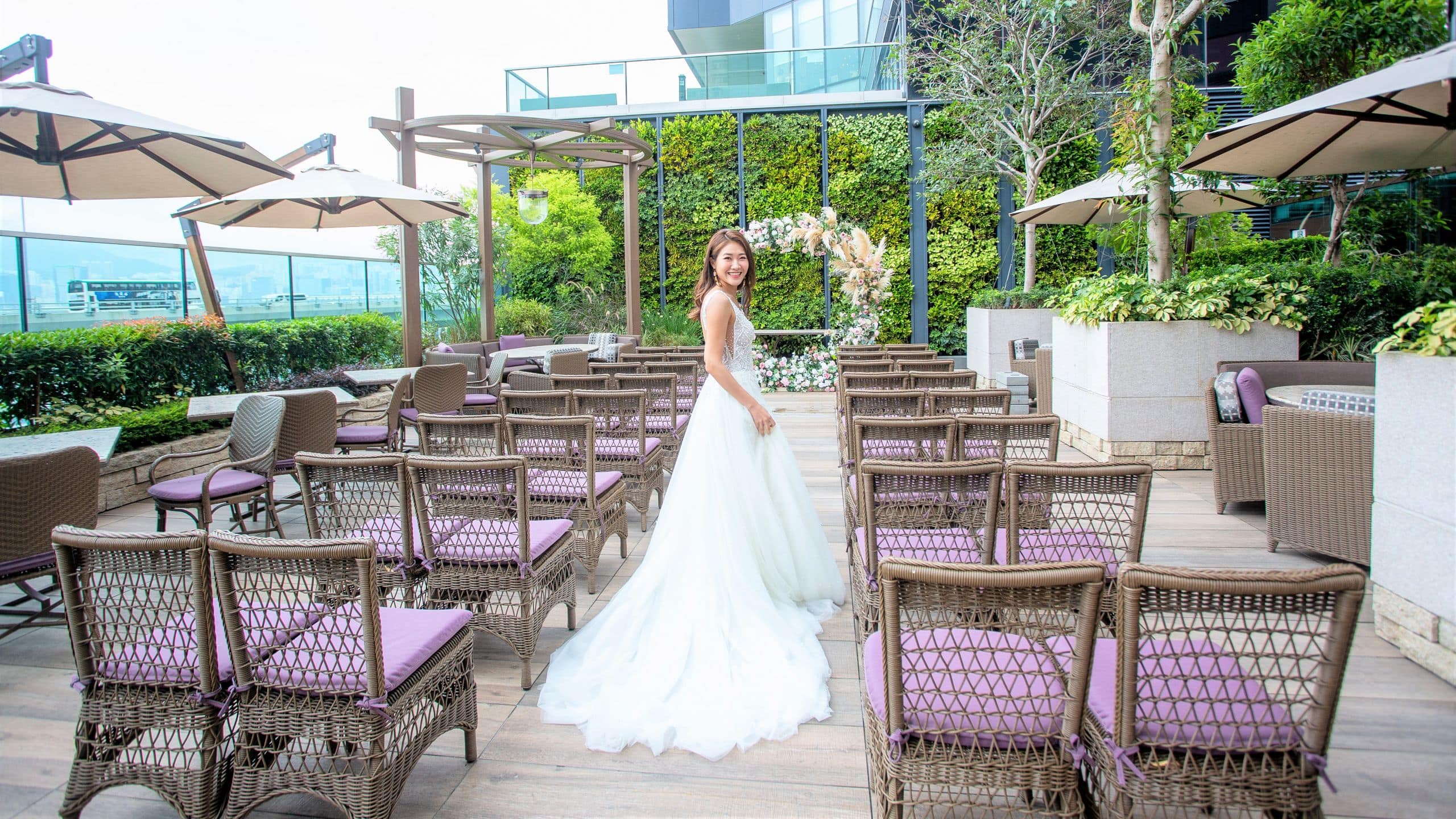 Hyatt Centric Victoria Harbour Hong Kong The Farmhouse Wedding Outdoor Bride