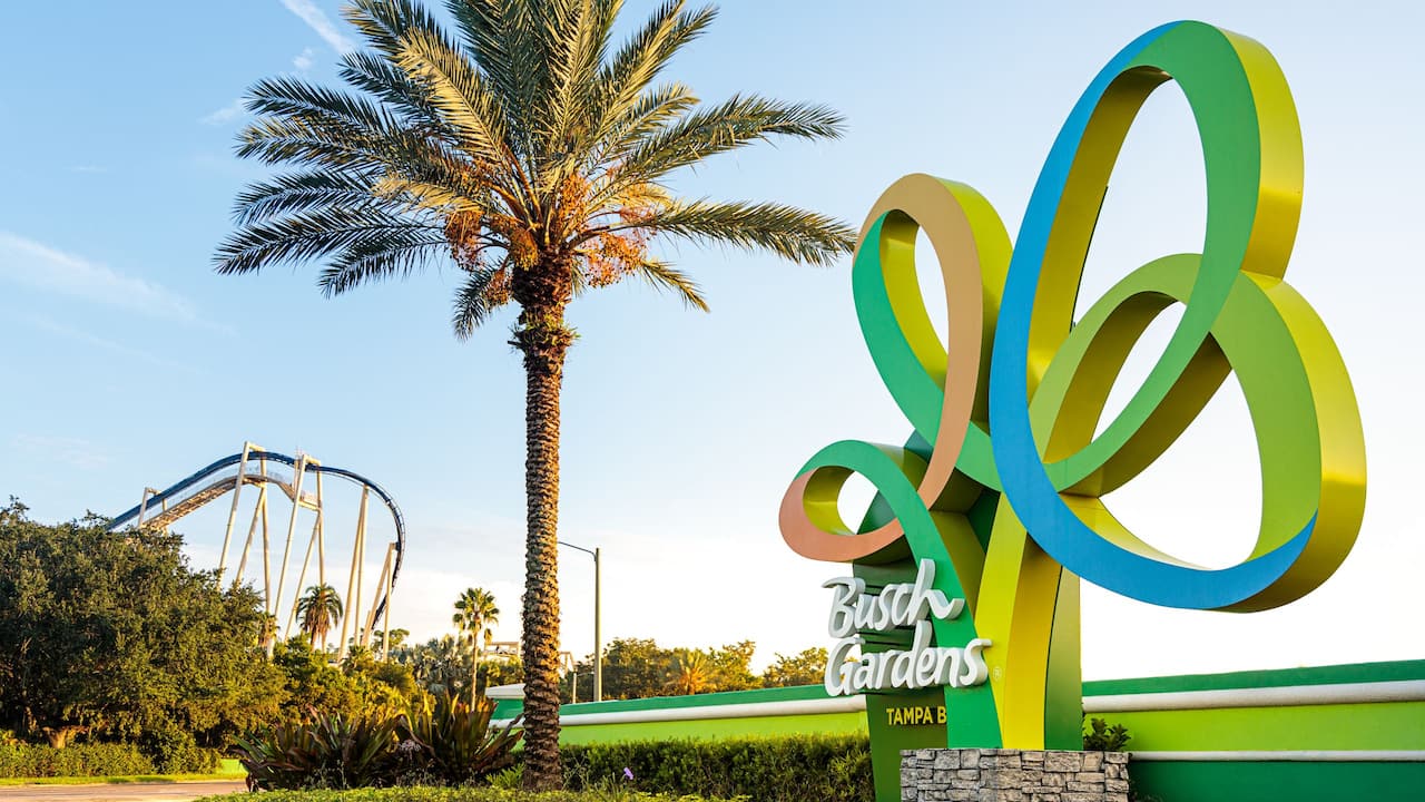 Busch Garden entrance sign near our Tampa hotel at Hyatt Place Tampa / Busch Gardens 