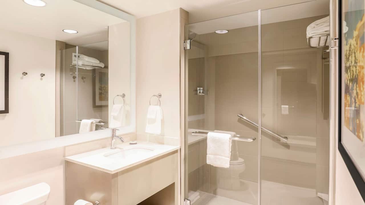 Standard guest bathroom at Hyatt House Davis