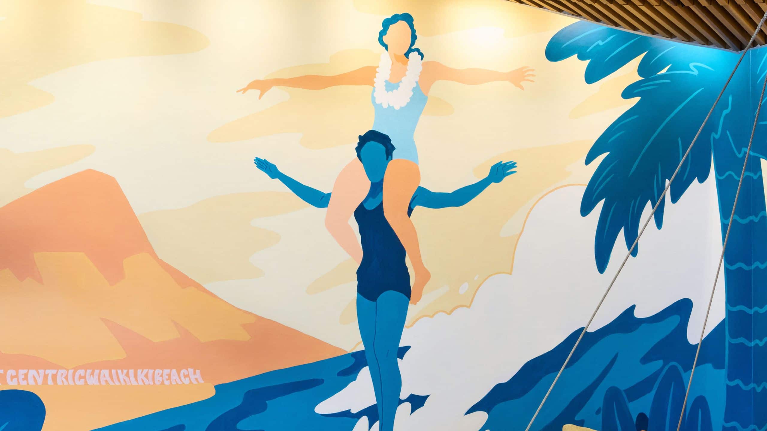 Hyatt Centric Waikiki Beach Lobby Mural Vertical