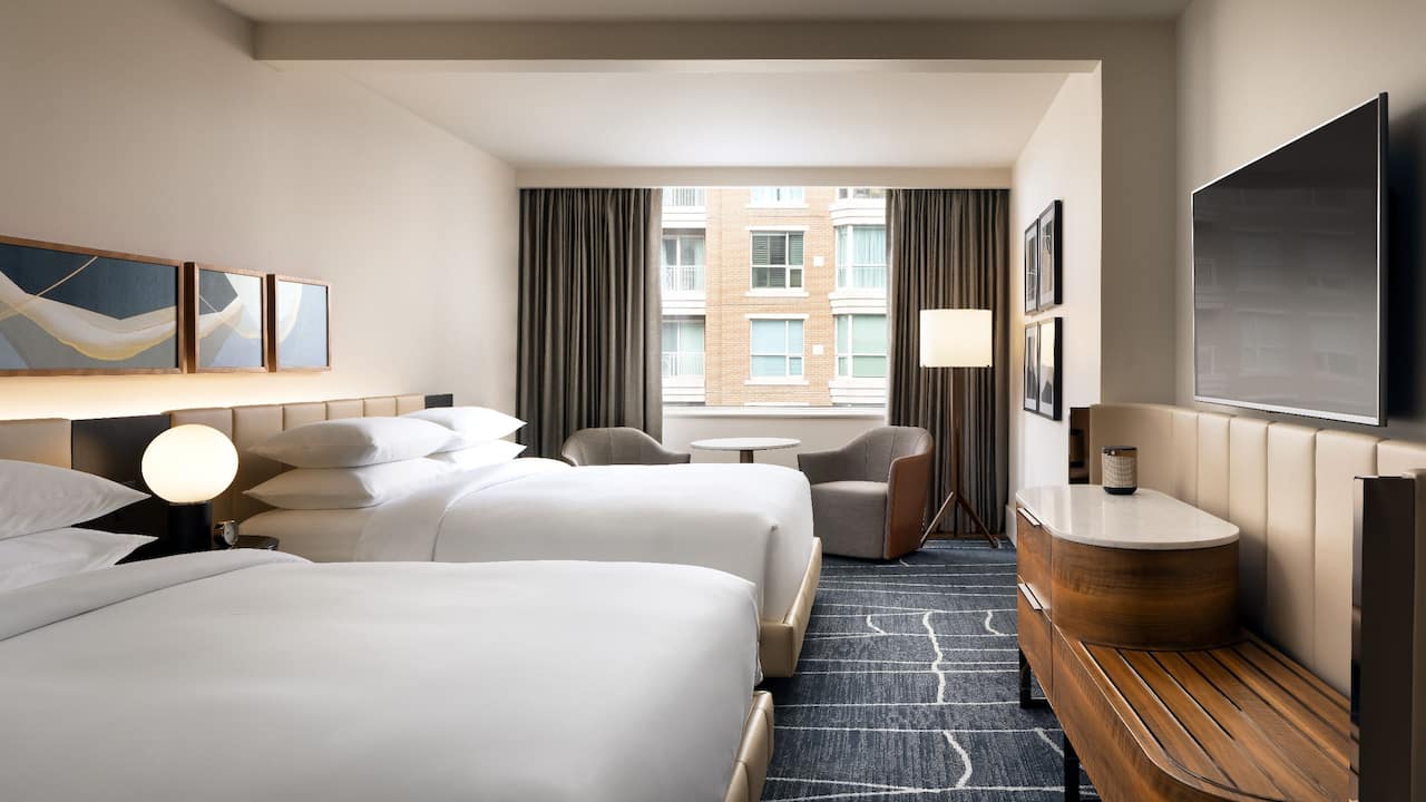 A 2 queen bed luxury hotel room in Toronto
