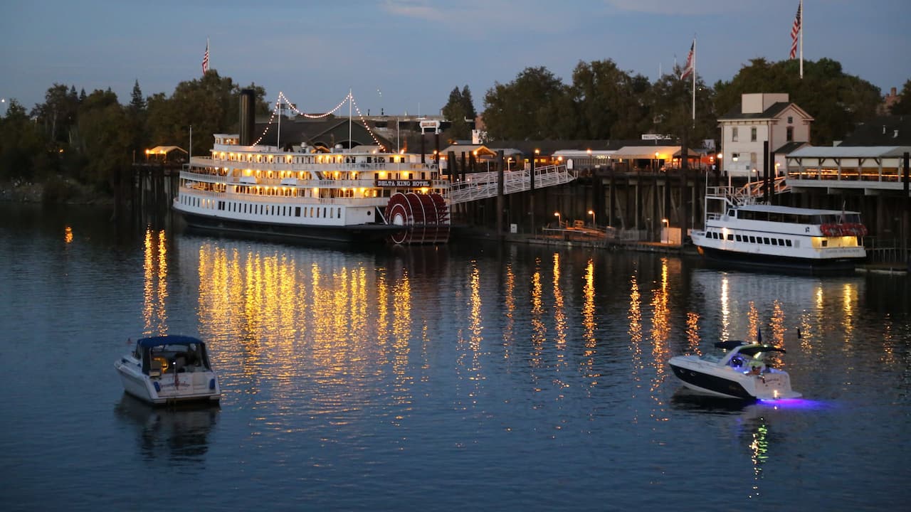 Old Sacramento With Delta King And Boats
