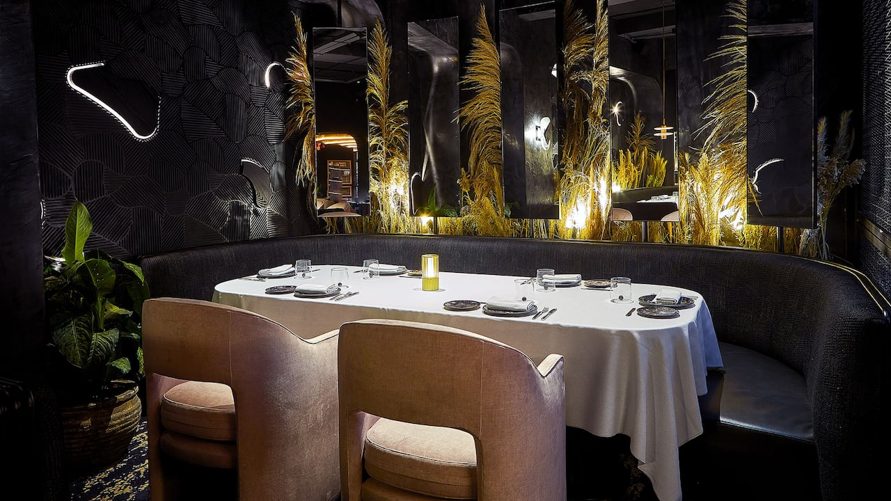 Private table at Dani García's Leña restaurant at our Hyatt Regency Hesperia Madrid hotel.