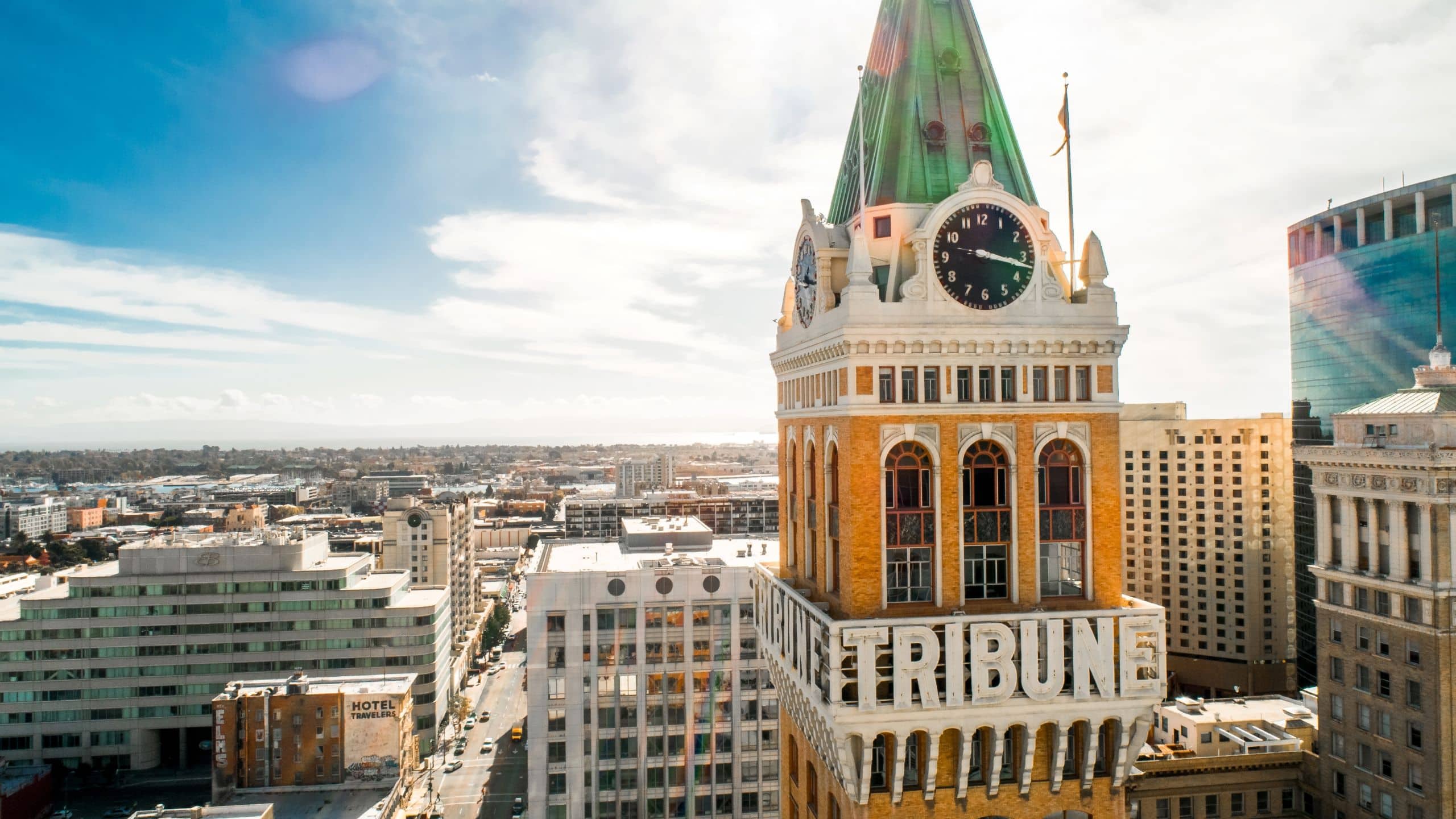 Kissel Uptown Oakland Tribune Tower Aerial Sunshine