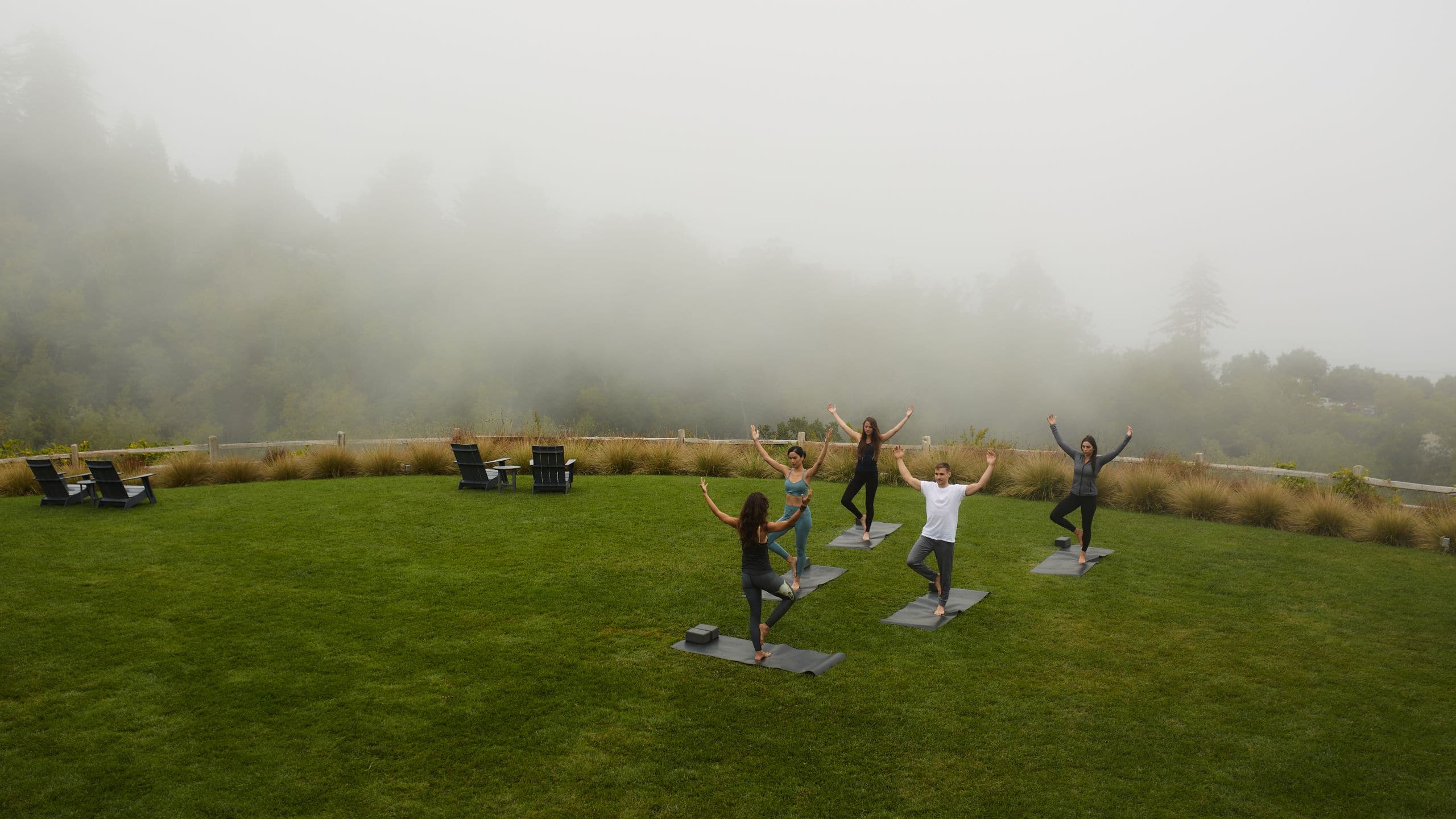Alila Ventana Big Sur Foggy Morning Group Yoga