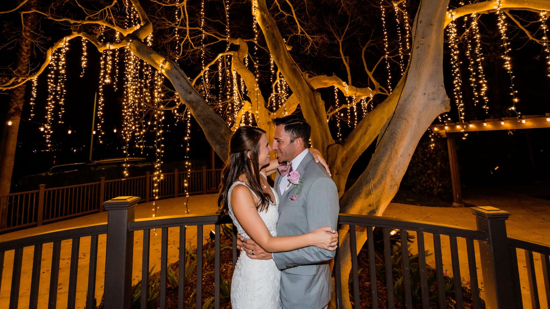 Hyatt Regency Mission Bay Spa and Marina Wedding Couple Banyan Court Bridge Close up