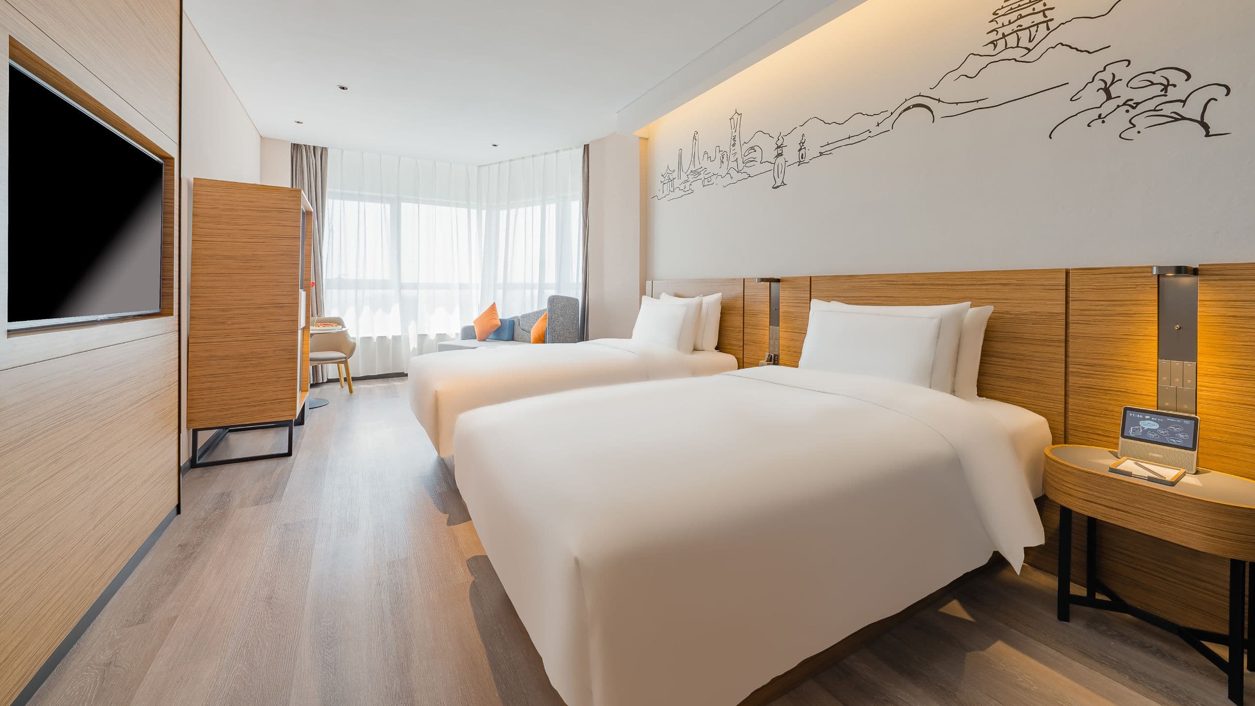 UrCove Hangzhou Riverside CBD Executive Two Twins Guestroom