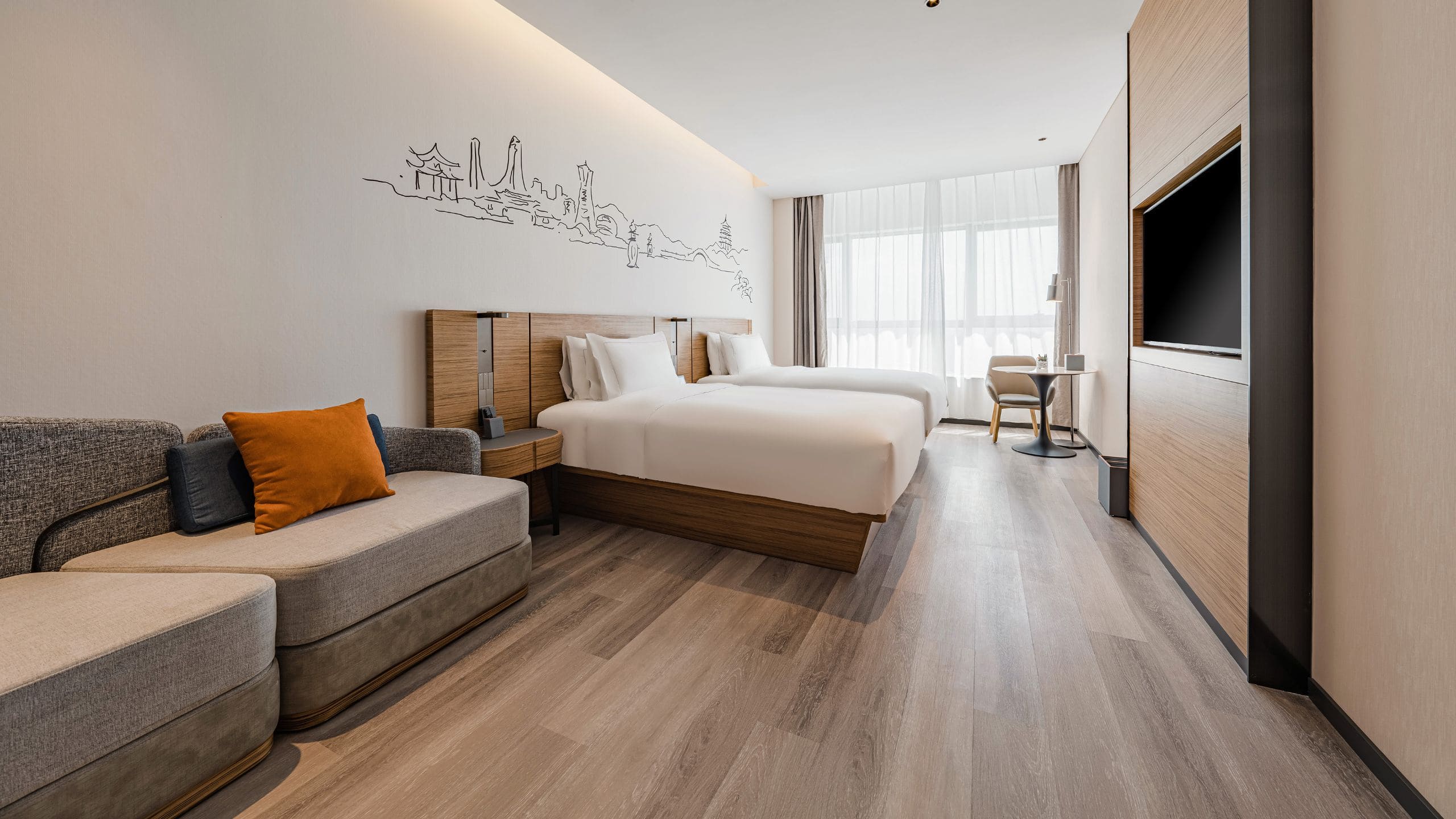 UrCove Hangzhou Riverside CBD Deluxe Two Twins Guestroom