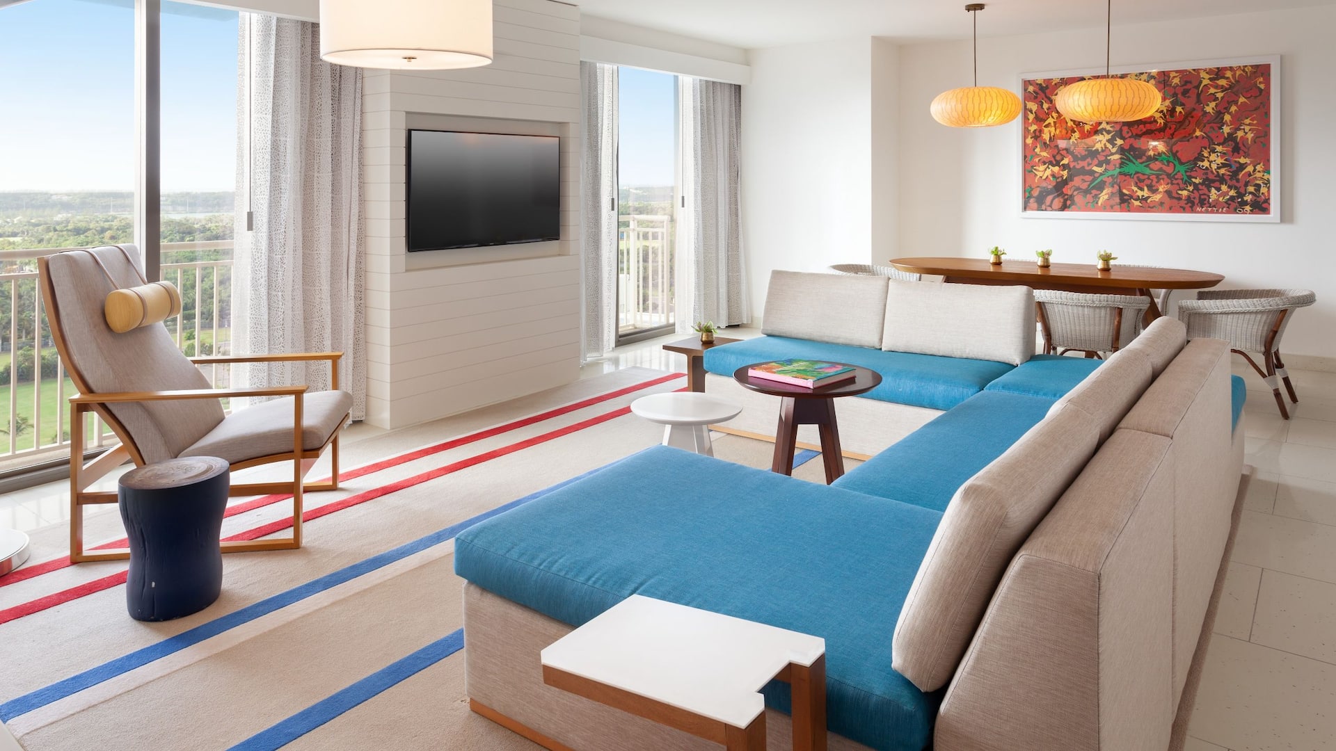 4/4 Grand Hyatt Baha Mar One Bedroom Fountain View Living Room West