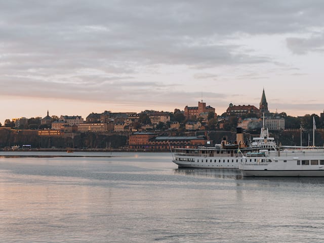 Boat on the water in Stockholm city center