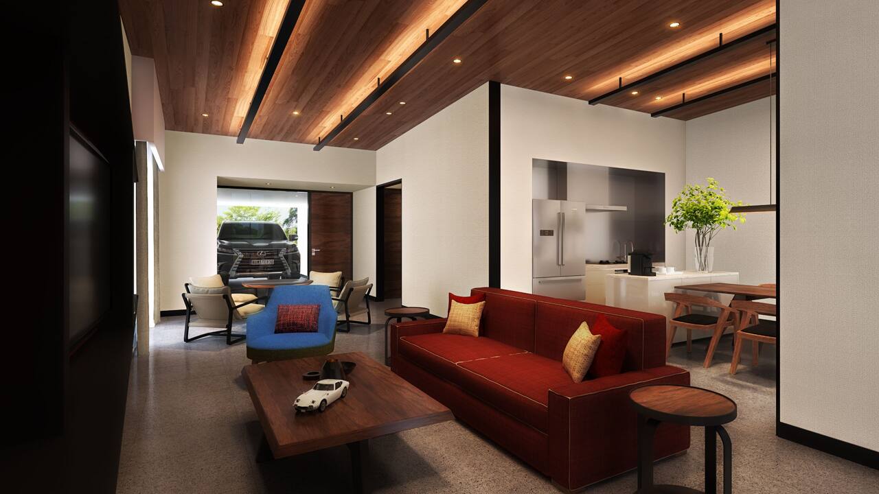 residential villa living room at fuji speedway hotel