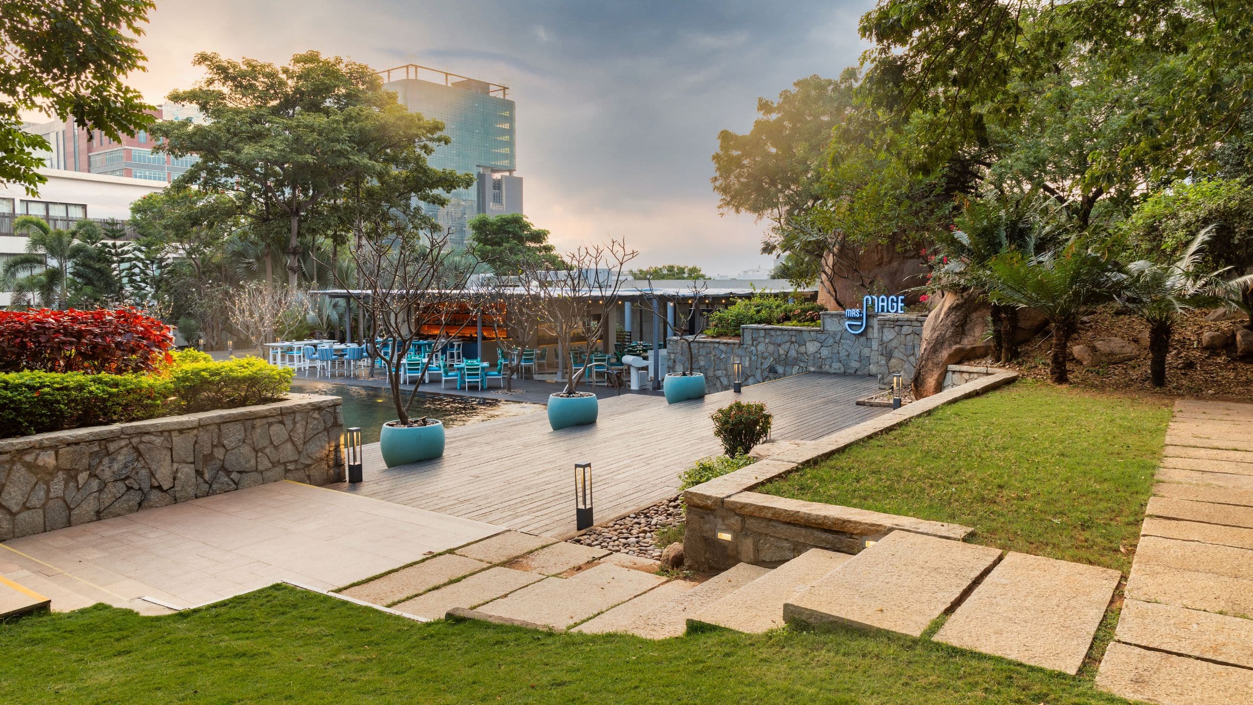 Hyatt Hyderabad Gachibowli Mrs Mage Poolside Entrance