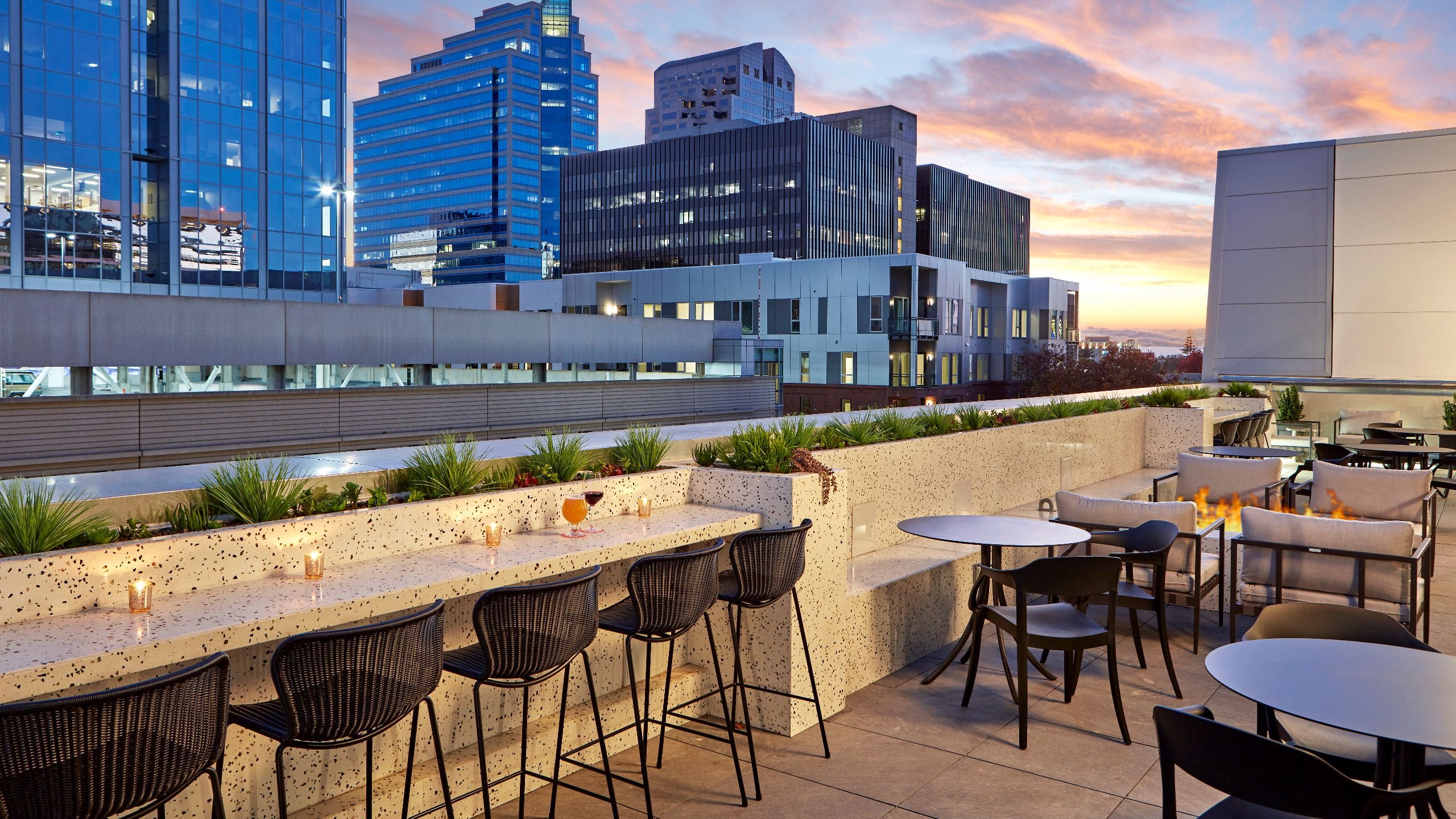 Hyatt Centric Downtown Sacramento Clayton Club Patio Dusk
