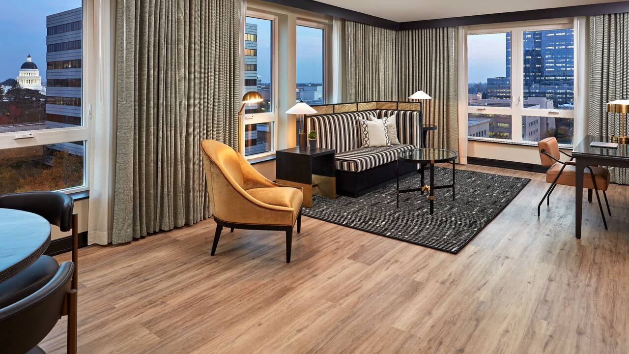 King suite living area at Hyatt Centric Downtown Sacramento