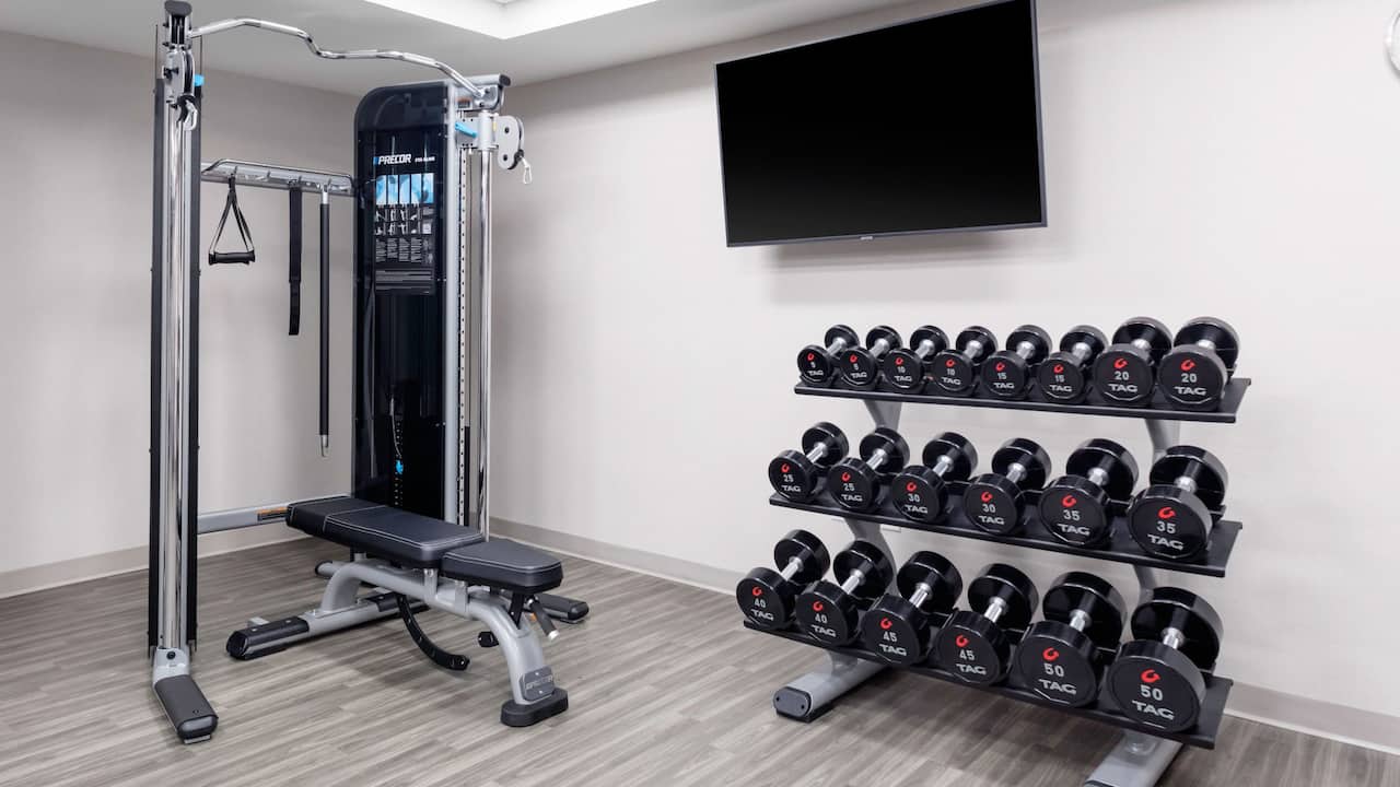 Gym at Hyatt Place Charlotte / University Research near UNC Charlotte.