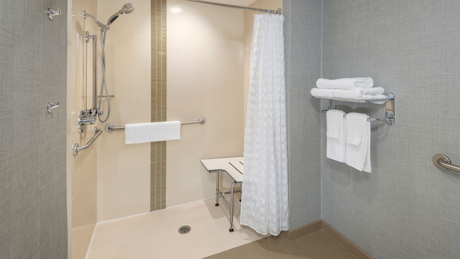 2 of 3 Hyatt Place Greenville Downtown Accessible Roll-in Shower