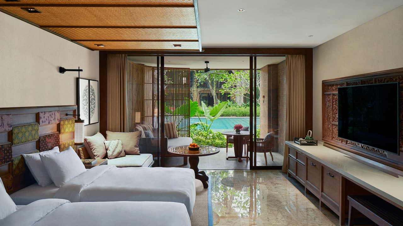 2 Twin Beds with Private Balcony at Andaz Bali Hotel