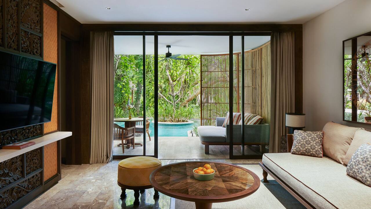 Suite Lagoon Living Room at Andaz Bali