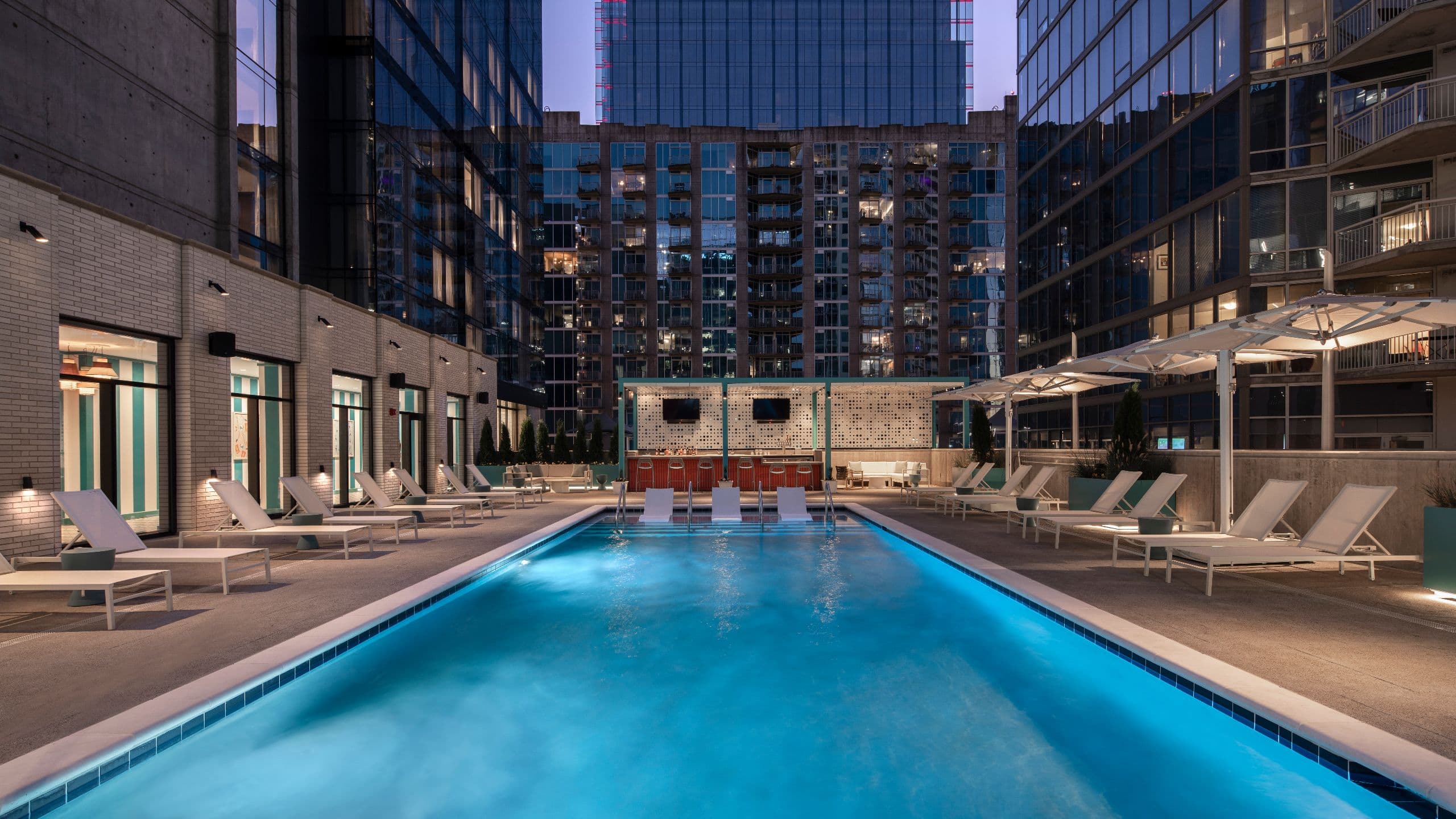 1 of 2 Hyatt Centric Downtown Nashville Pool Dusk