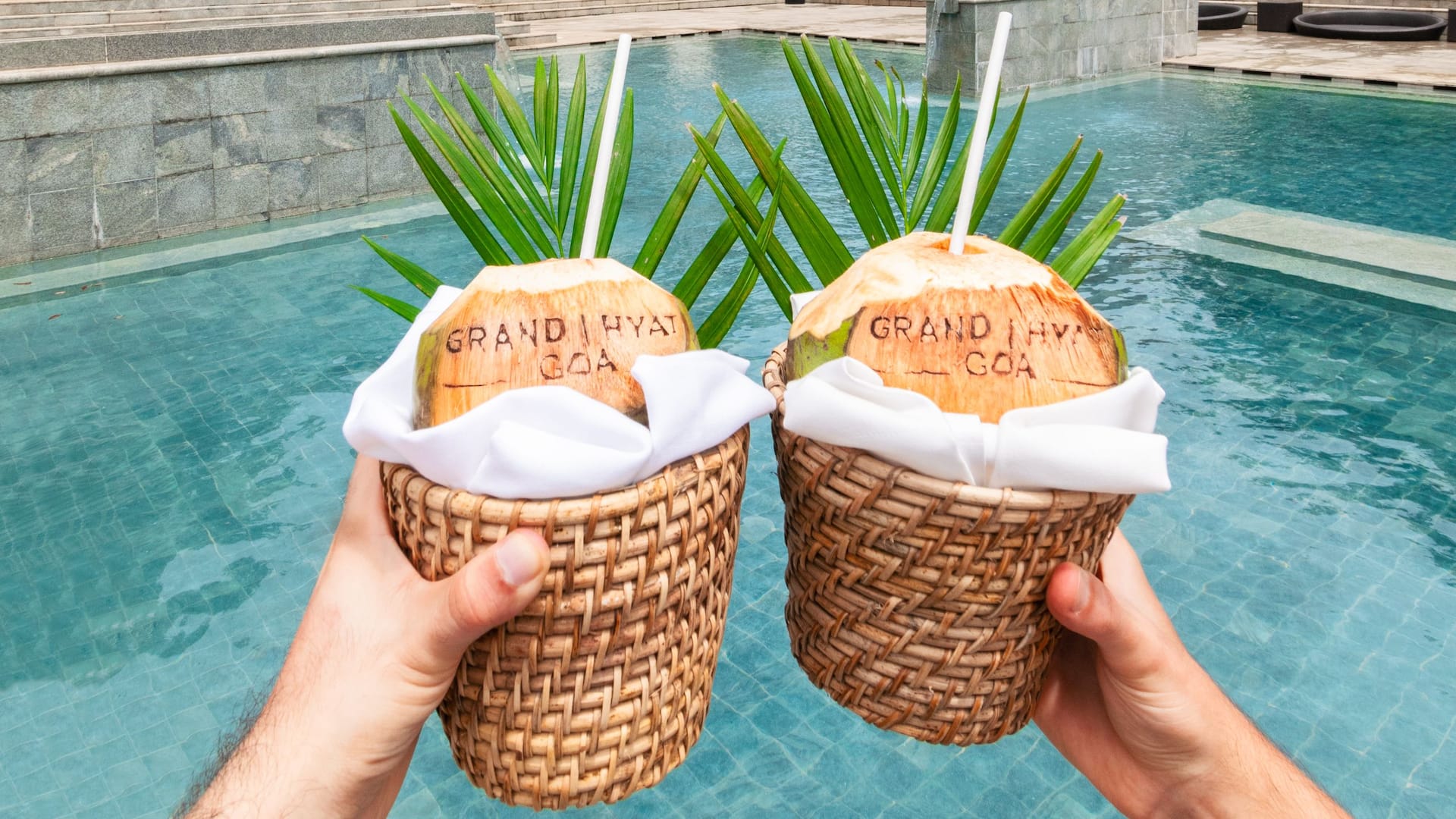 Grand Hyatt Goa Coconuts Toast By Pool