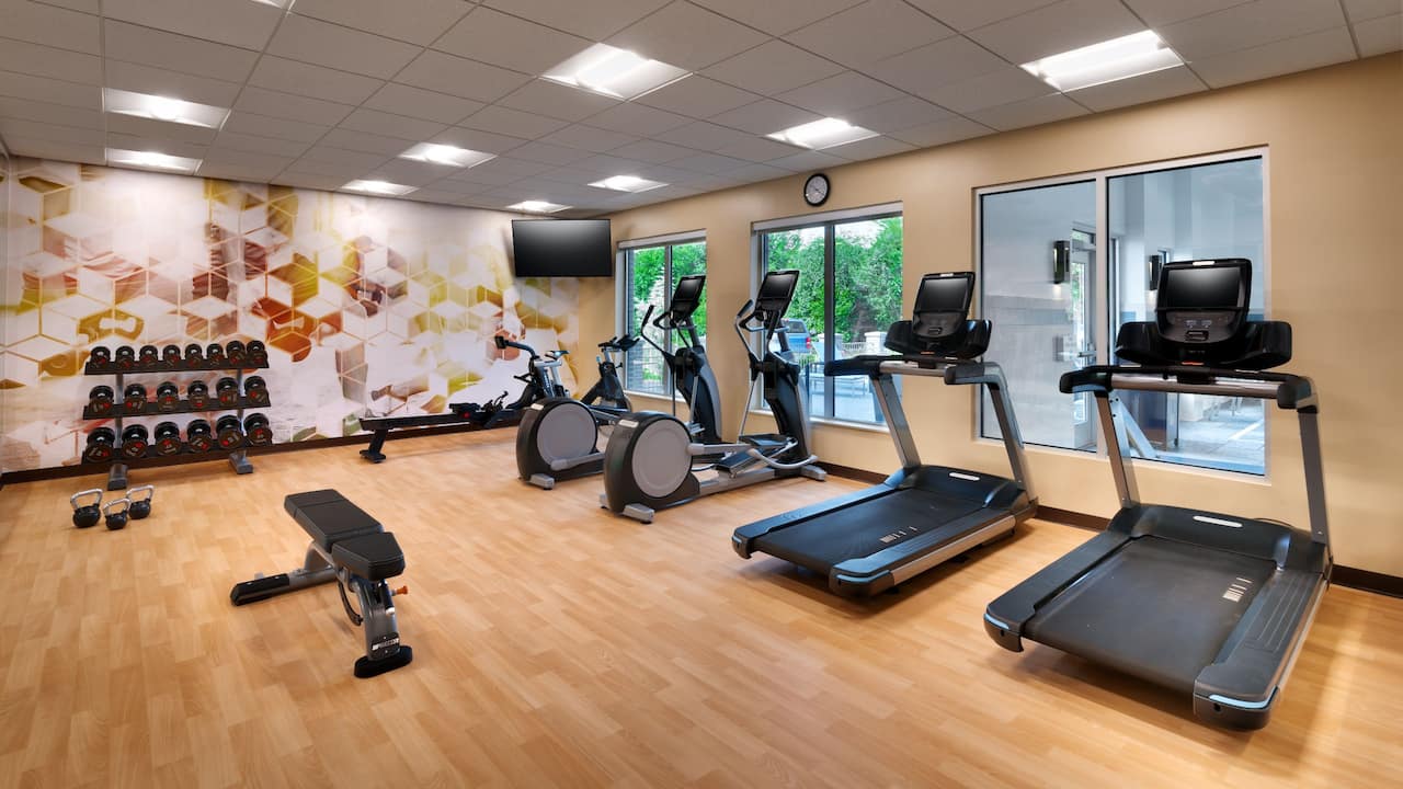 Fitness Center with treadmills and stationary bikes