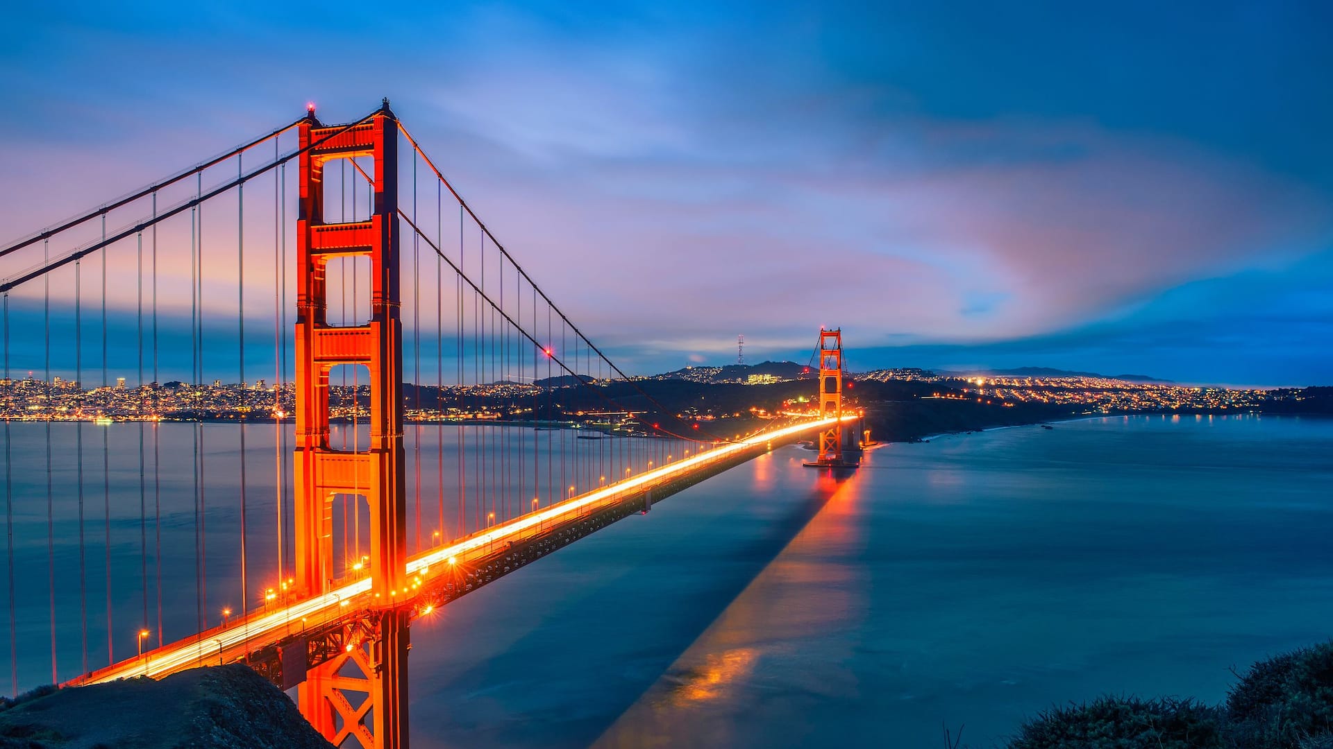 Grand Hyatt at SFO Night Golden Gate Bridge