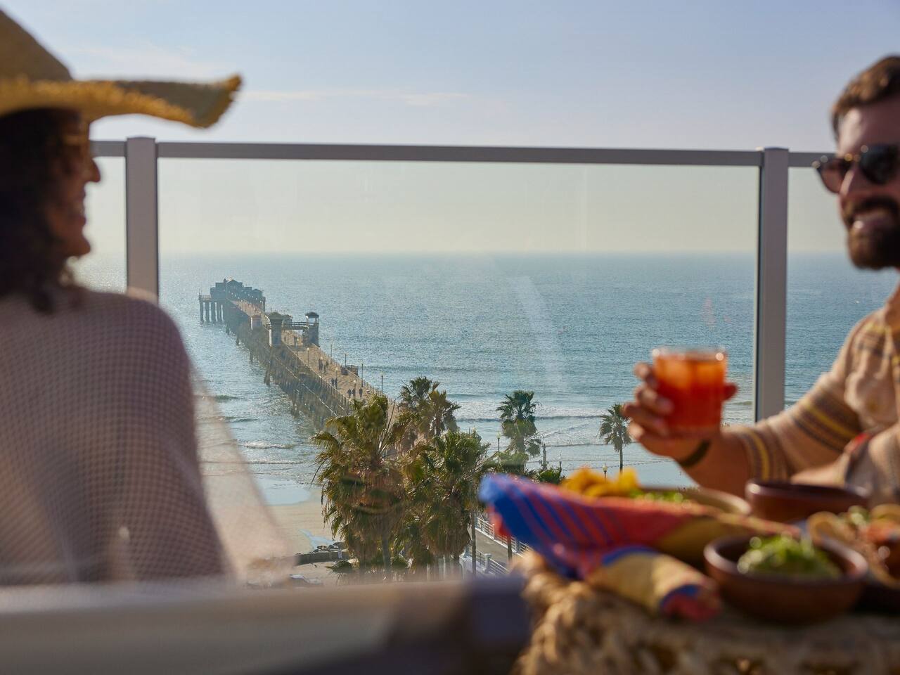 Rooftop Bar Couple Pool Ocean View