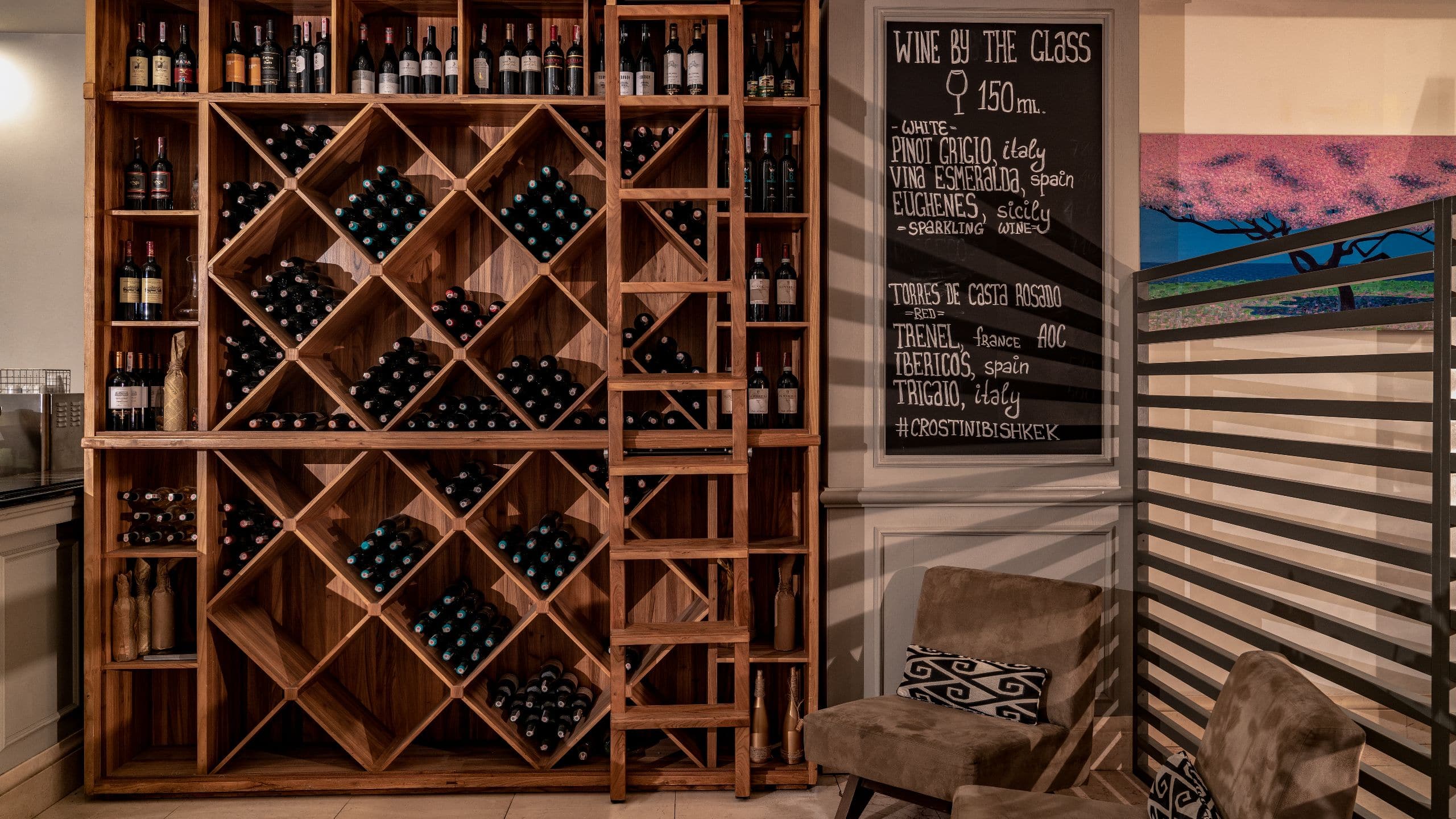 Hyatt Regency Bishkek Restaurant Crostini Wine Shelf