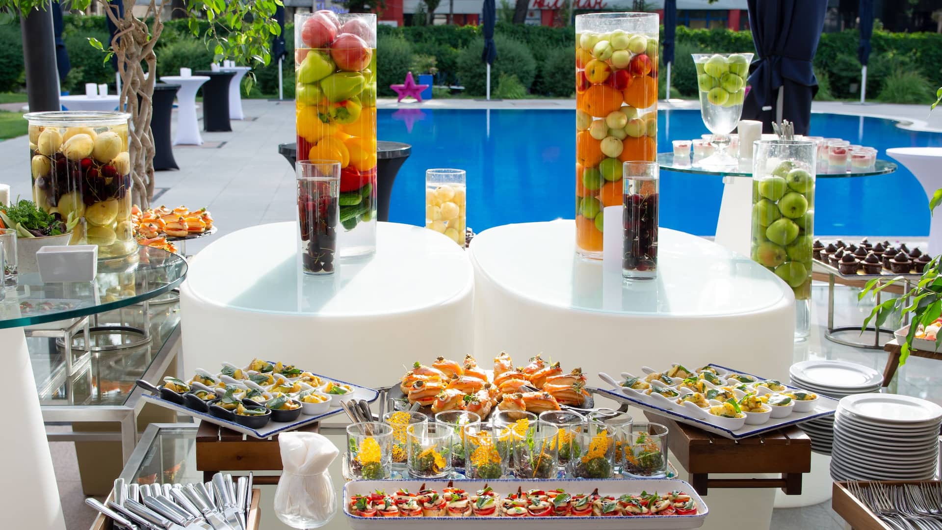 1 of 1 Colorful buffet with a variety of freshly prepared dishes outside at the Breeze Pool Bar and Restaurant