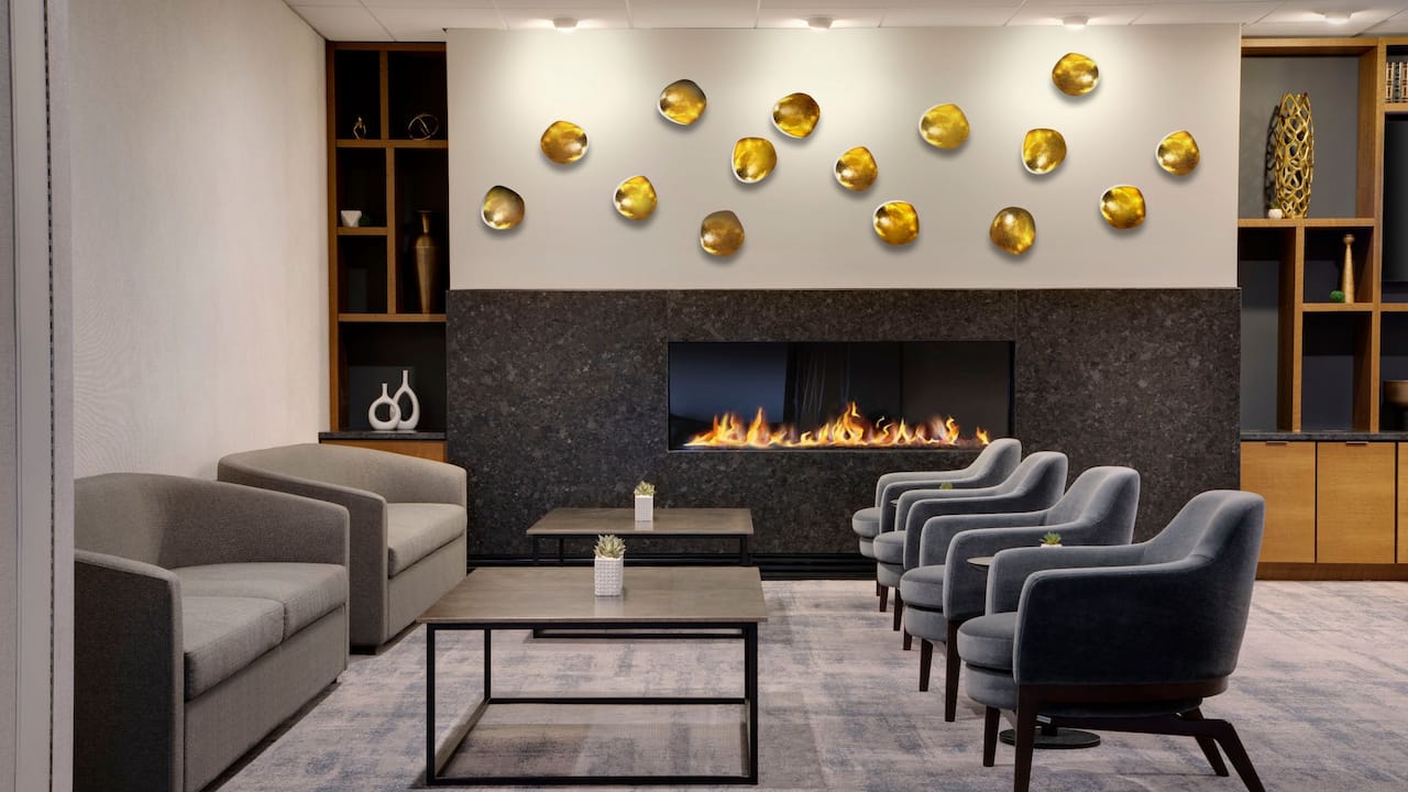 Fireplace seating at Hyatt Regency Milwaukee