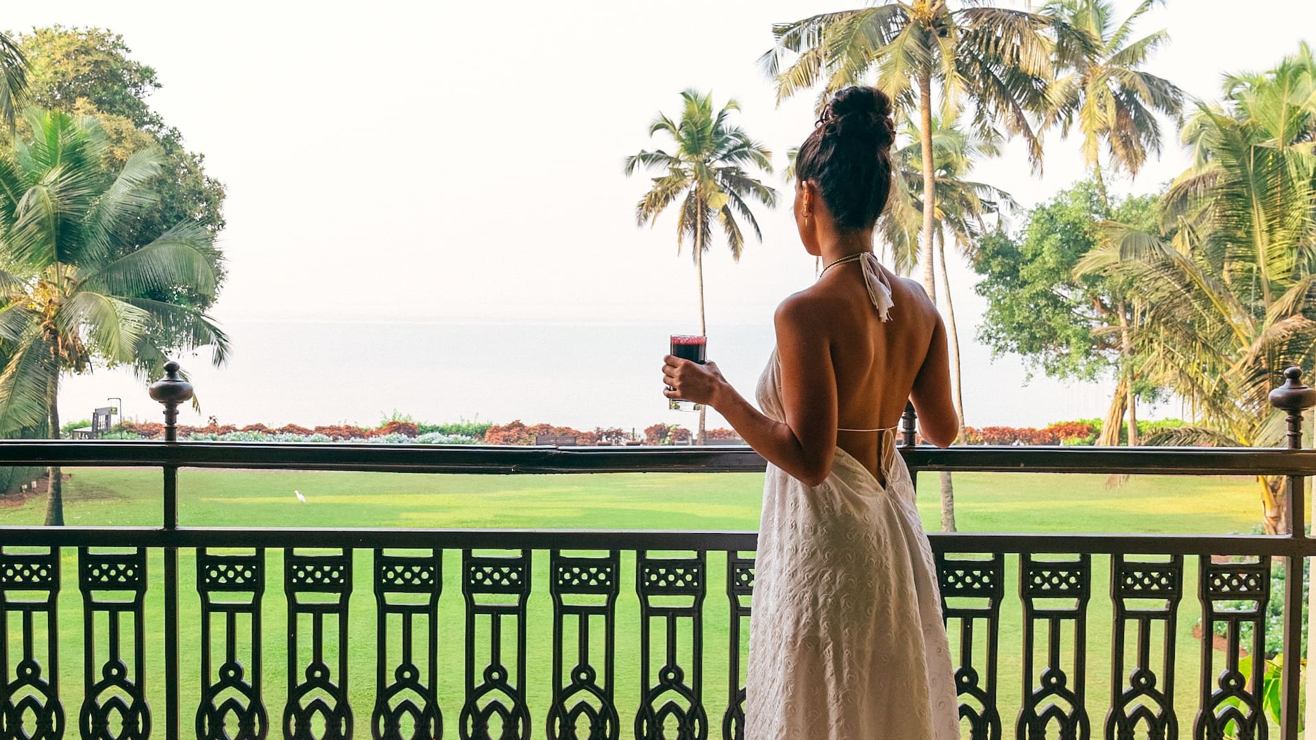 Grand Hyatt Goa In Room Dining Guest On Balcony