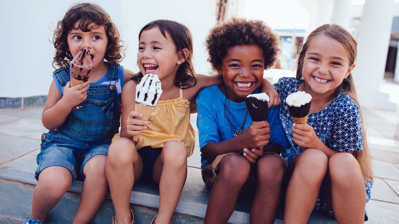 Kids Enjoying Ice Cream in the Summer