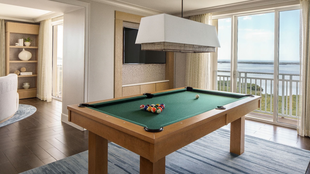Presidential Suite billiard table with bay view