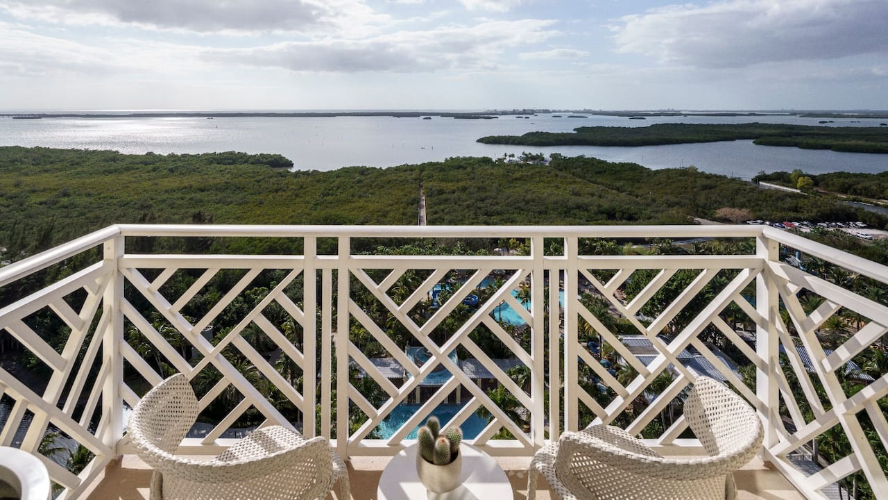 Regency Suite balcony seating area with bay view