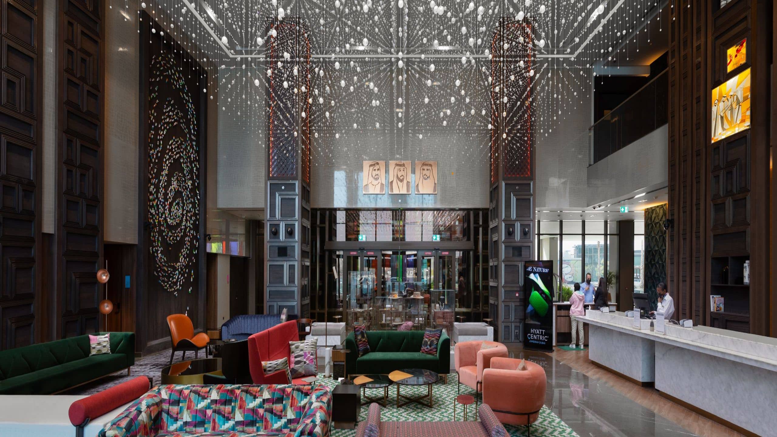 Hyatt Centric Jumeirah Dubai Lobby Couches Light Fixture
