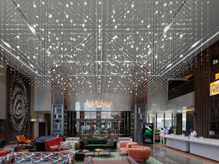 Hyatt Centric Jumeirah Dubai Lobby Couches Light Fixture