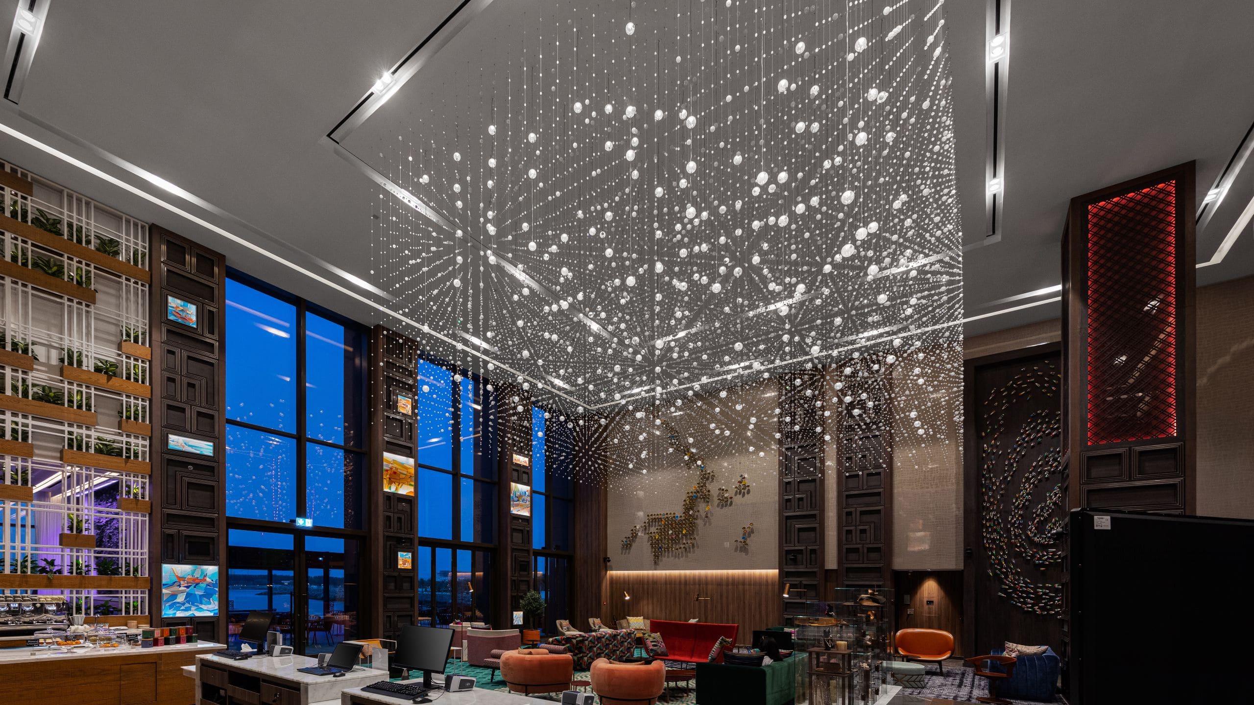 Hyatt Centric Jumeirah Dubai Lobby Light Fixture Seating Area