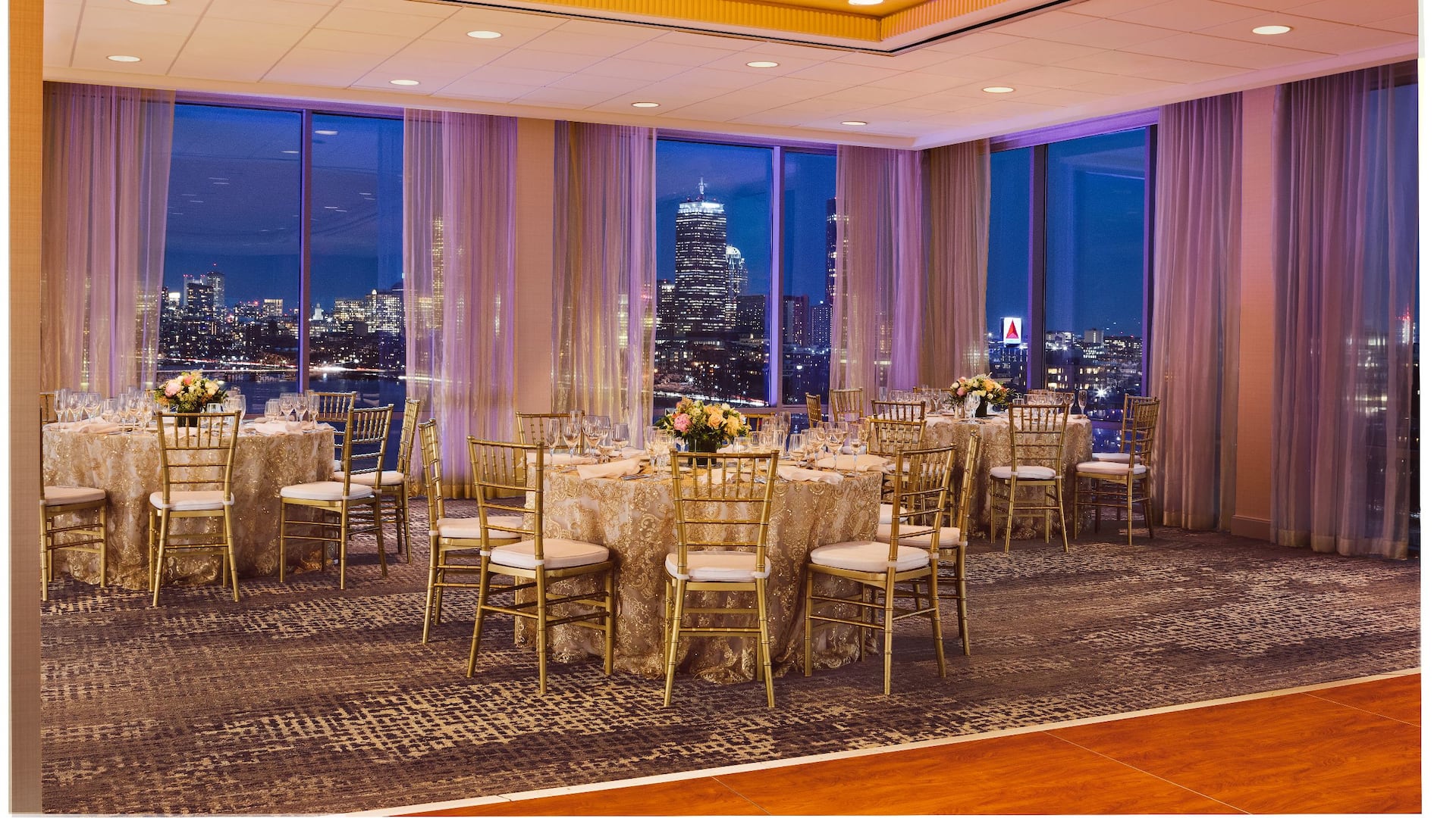 Ballroom at Night Dining Setup