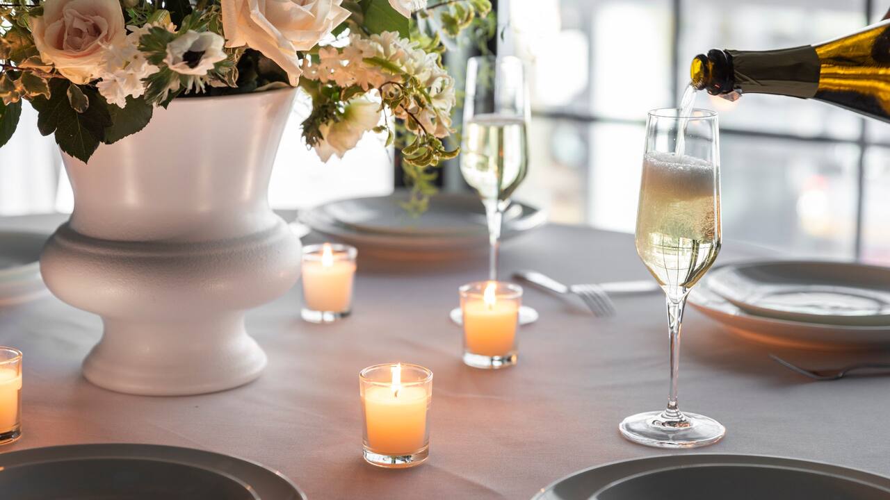 Wedding Table Close-up Champagne